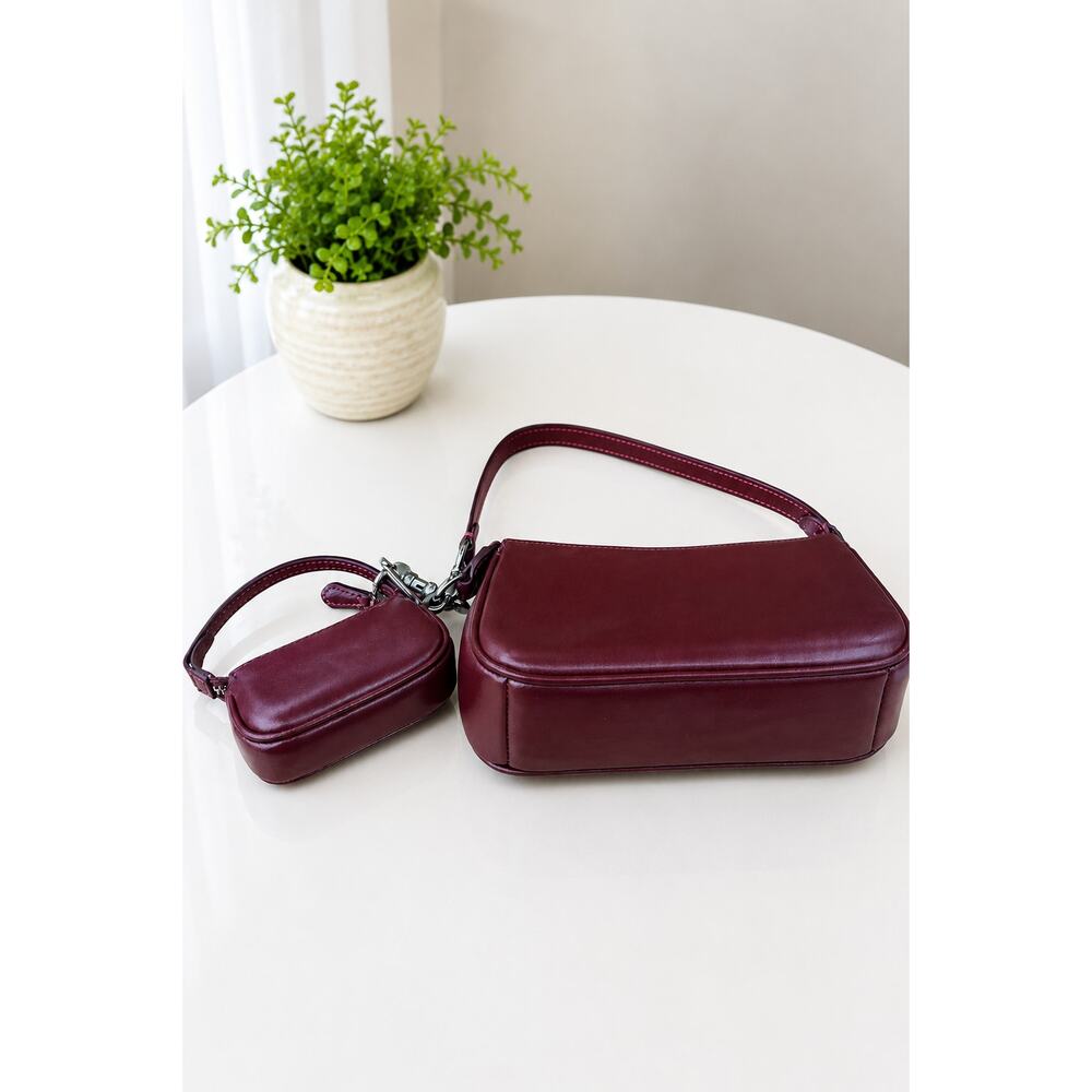 Coach Nolita 19 Bag and Charm Set Dark Wine Leather Silver CCK95 Boxed - Picture 3 of 14